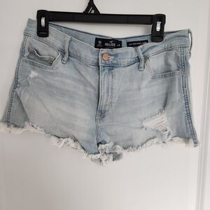 Hollister Light Blue Distressed Denim Shorts